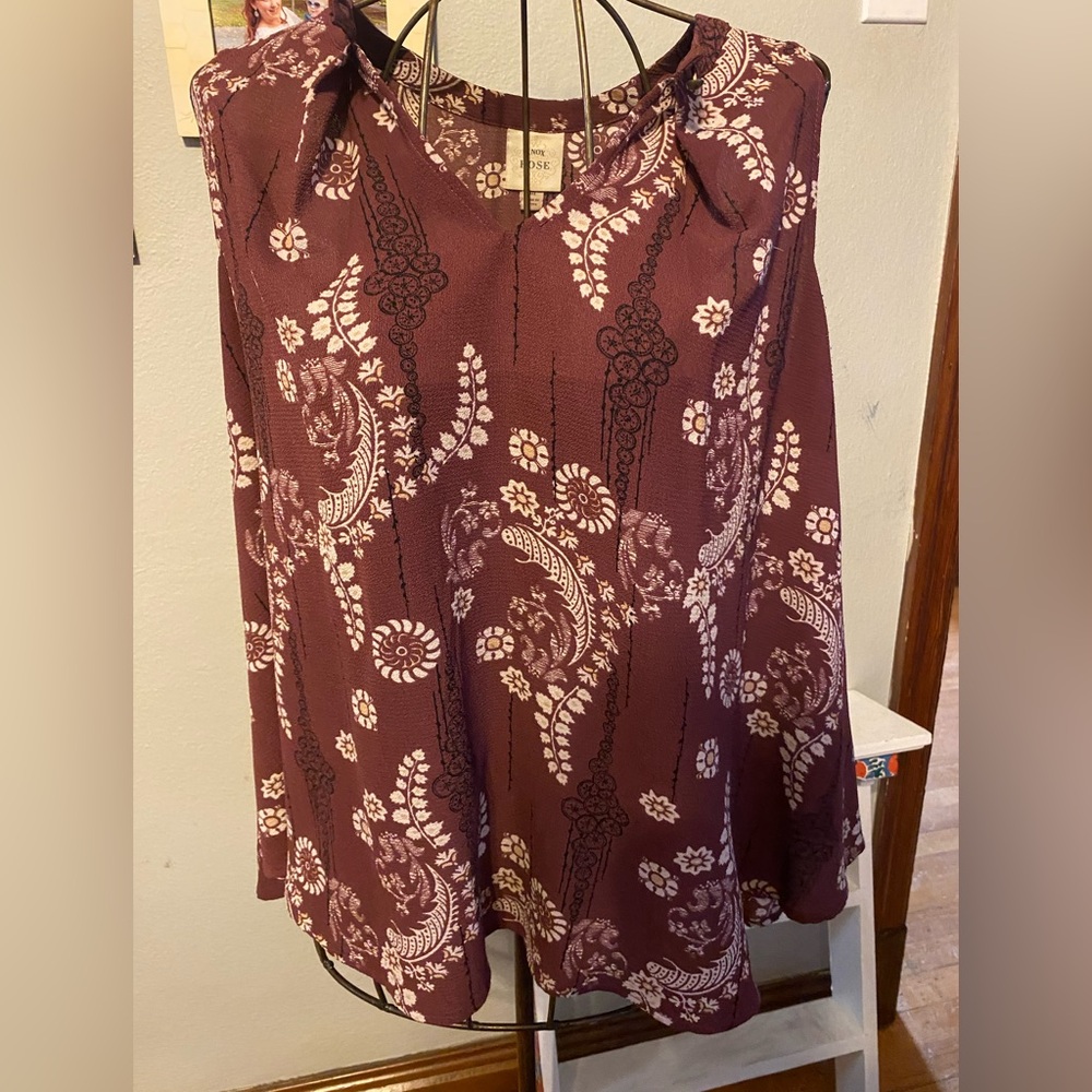 Knox Rose Red Sleeveless Blouse with Peter Pan Collar